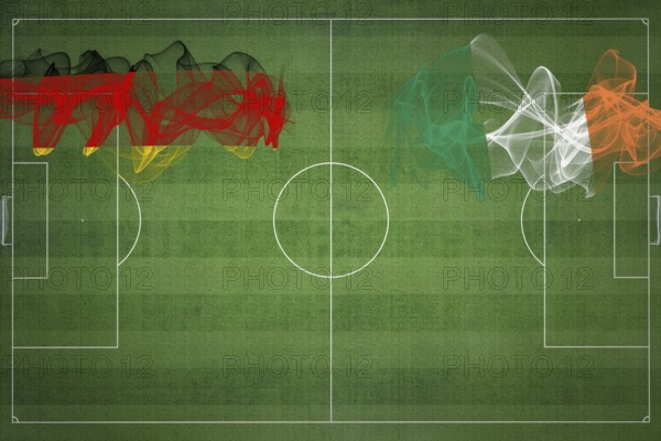 Germany vs Ireland Soccer Match, national colors, national flags, soccer field, football game, Competition concept, Copy space