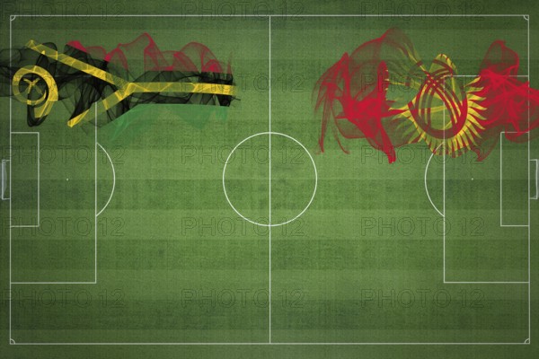 Vanuatu vs Kyrgyzstan Soccer Match, national colors, national flags, soccer field, football game, Competition concept, Copy space