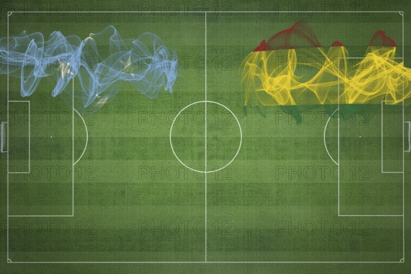 Micronesia vs Bolivia Soccer Match, national colors, national flags, soccer field, football game, Competition concept, Copy space