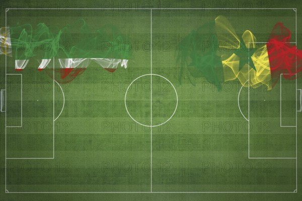 Chechnya vs Senegal Soccer Match, national colors, national flags, soccer field, football game, Competition concept, Copy space