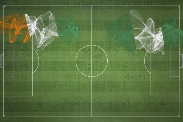 Ivory Coast vs Nigeria Soccer Match, national colors, national flags, soccer field, football game, Competition concept, Copy space