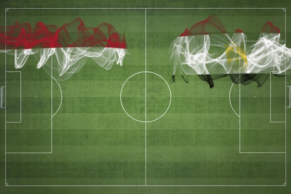 Monaco vs Egypt Soccer Match, national colors, national flags, soccer field, football game, Competition concept, Copy space