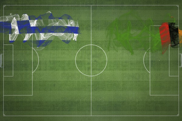 Greece vs Zambia Soccer Match, national colors, national flags, soccer field, football game, Competition concept, Copy space