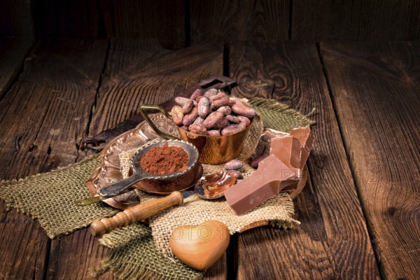 Chocolate cocoa and cocoa beans