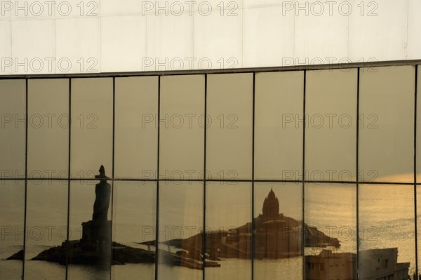 Vivekananda Rock Memorial monument reflection, Kanyakumari, tamil nadu India, Asia