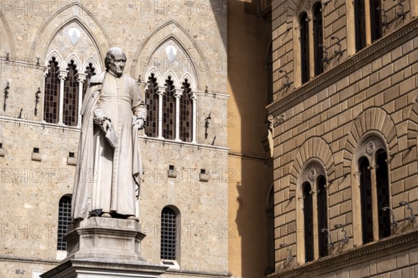 Statue of Sallustio Bandini at the Piazza Salimbeni in Siena, Italy, Europe