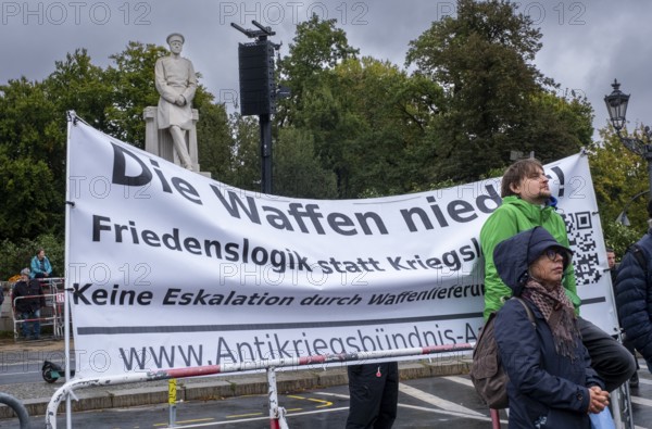 Germany, Berlin, 03.10.2024, No to wars, PeaceDemo, No to war and armament, Yes to peace and international solidarity, Peace Logic, Great Star, Victory Column, Europe