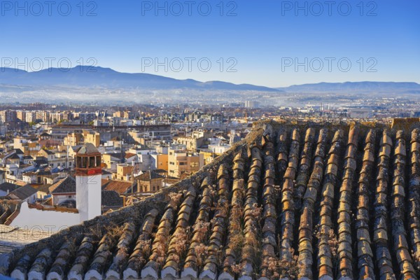 Granada skyline view from Albaicin in Andalusia Spain