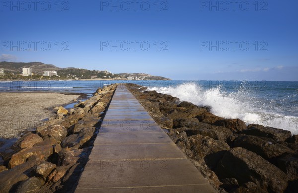 Benicassim breakwater in Castellon of Spain also Benicasim