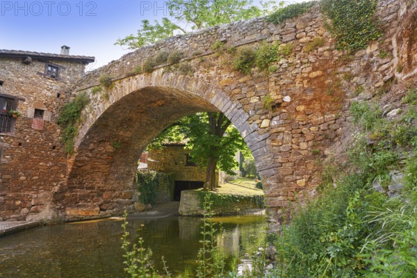 Potes river Quiviesa Deva a Cantabria village of Spain