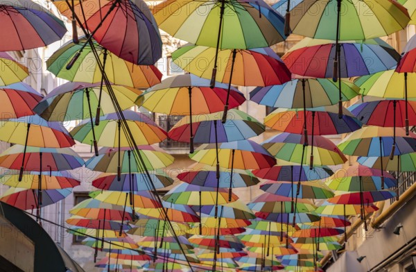 A picture of the colorful umbrellas at the Umbrellas Street, in Bucharest