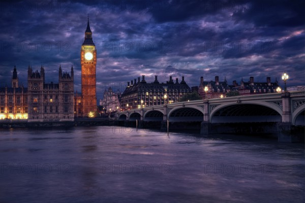 Big Ben Clock Tower London at Thames River England