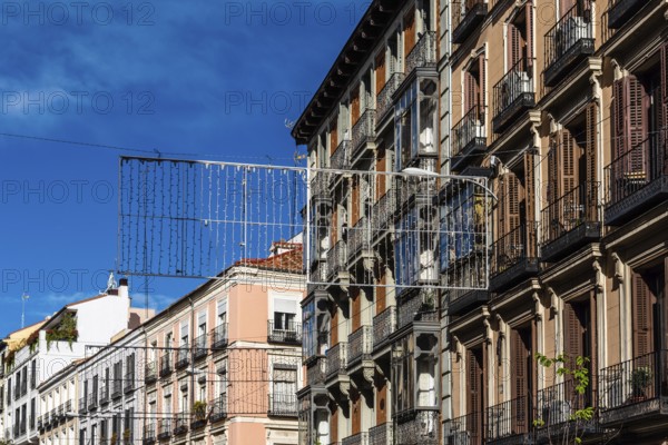 Low Angle View of Old Residential Building in Central Madrid. Real Estate market and rent regulation concepts