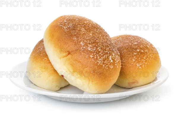 Sweet pies on plate isolated on a white background