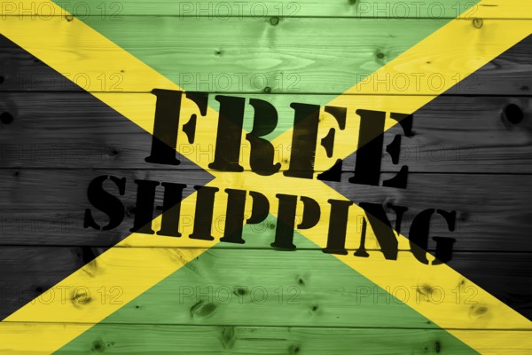 Jamaica flag, Free Shipping on wooden transport box with flag Logistics Concept