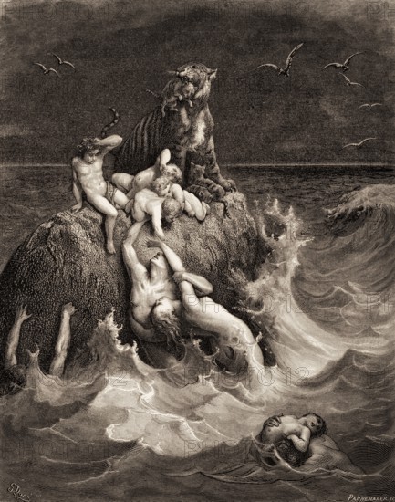 The Deluge, Old Testament, woodcut by Gustave Doré