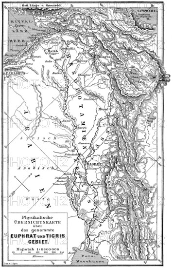 Map of Mesopotamia, 19th century