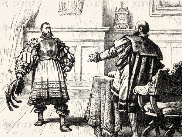 ACT III, SCENE VII, Two Imperialist Troopers meeting Götz, Scene from Götz von Berlichingen by Johann Wolfgang von Goethe