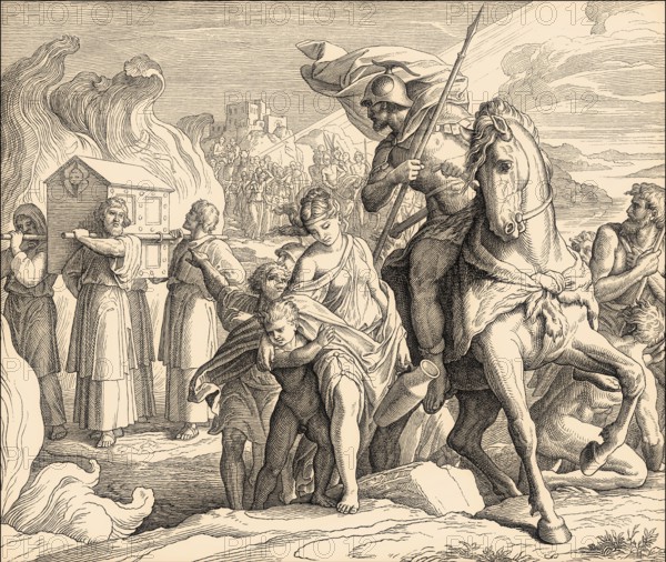 Crossing the Jordan, Old Testament, by Julius Schnorr von Carolsfeld, 1860
