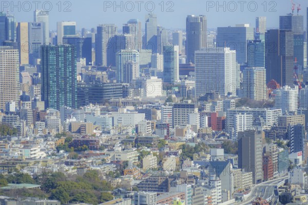 Tokyo skyline seen from the Ebisu Garden Place observatory. Shooting Location: Tokyo metropolitan area