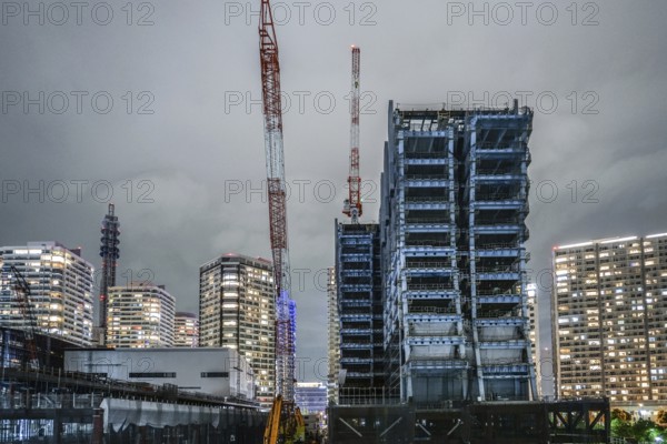 High-rise building construction site of the Yokohama Minato Mirai. Shooting Location: Yokohama-city kanagawa prefecture