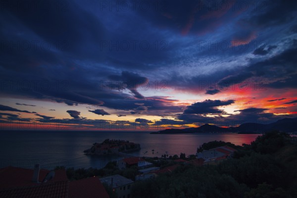 Island of Sveti Stefan in Montenegro. Panoramic shot