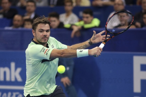Sofia, Bulgaria - February 8, 2018: Stan Wawrinka (pictured) from Switzerland plays against Martin Klizan from Slovakia during a match from Sofia Open 2018 tennis tournament