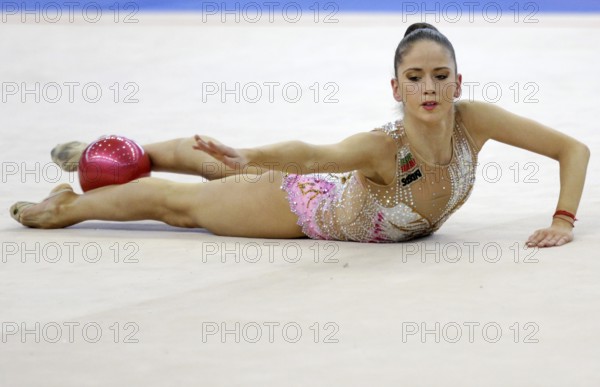 Sofia, Bulgaria - 10 March, 2017: Individual rhythmic gymnast Neviana Vladinova acts during qualifications for national tournament in Sofia