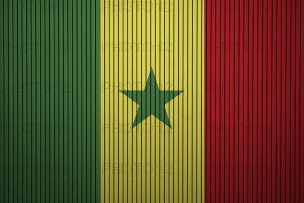 Senegal Flag painted on the cracked grunge concrete wall