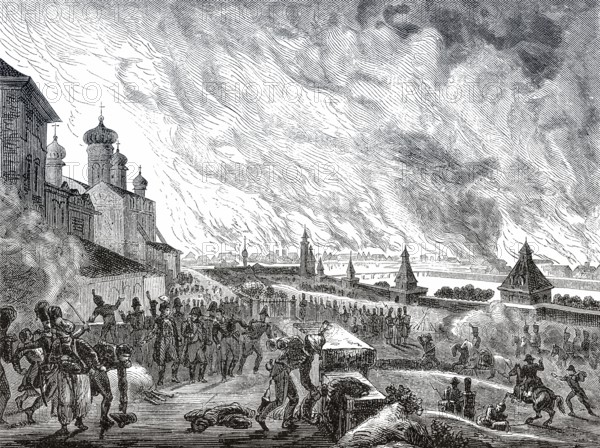Der Brand von Moskau, Russland, im Jahr 1812