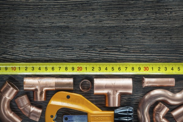 Copper water pipes tape measure pipe cutter