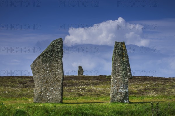 Neolithic stone circle, partial view, Ring of Brodgar, Mainland, Orkney Islands, Scotland, Great Britain