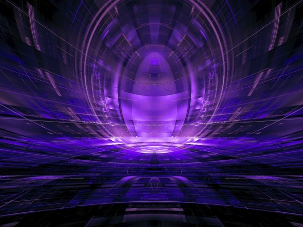 Concept virtual reality, sci fi or esoteric background - abstract computer generated 3d illustration. Digital art: gate, portal or space station. For posters, collages, banners