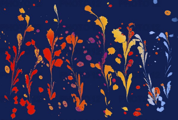 Abstract marbling floral pattern for fabric, tile design. background texture