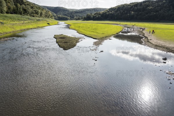 Lake Edersee at low tide, Hesse, Germany, Europe