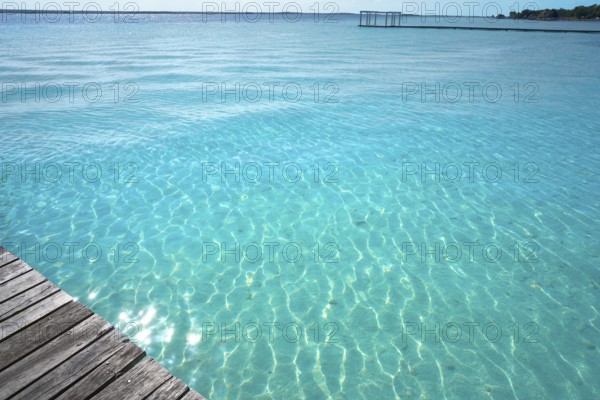 Laguna de Bacalar Lagoon pier in Mayan Mexico at Quintana roo