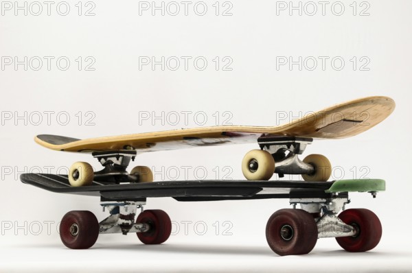 Vintage Style Black Skateboard on a white Background