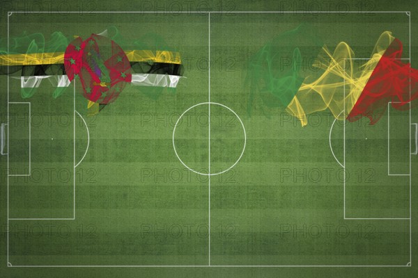 Dominica vs Congo Soccer Match, national colors, national flags, soccer field, football game, Competition concept, Copy space