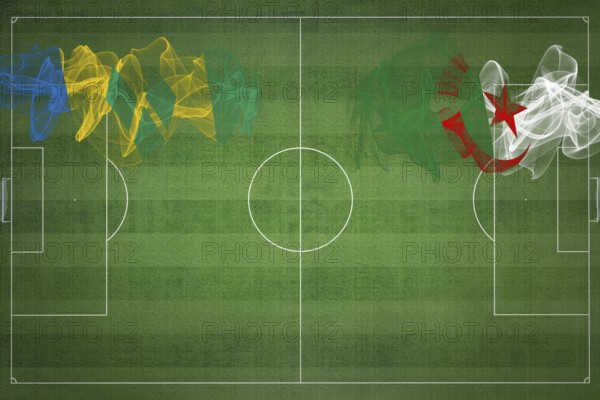 Saint Vincent and the Grenadines vs Algeria Soccer Match, national colors, national flags, soccer field, football game, Competition concept, Copy space