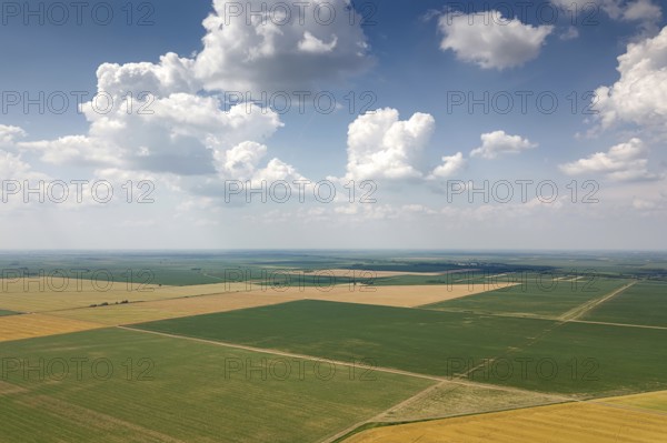 Aerial view of agricultural fields. Countryside, Agricultural Landscape Aerial view