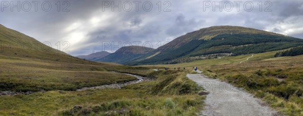 Panorama, Wild Valley at the Fairy Pools, Black Cuillin Mountains, Isle of Skye, Inner Hebrides, Scotland, Great Britain