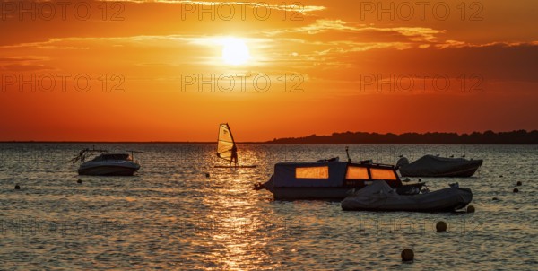 Atmospheric sunset by the sea Baltic coast Salzhaff