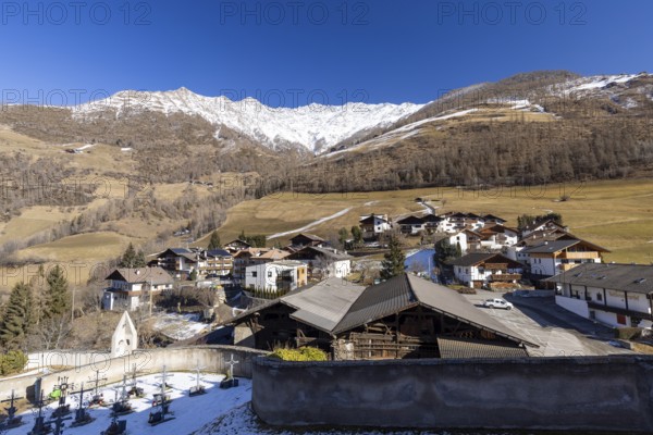 View over Katharinaberg, Schnalstal Valley, South Tyrol, Italy, Europe