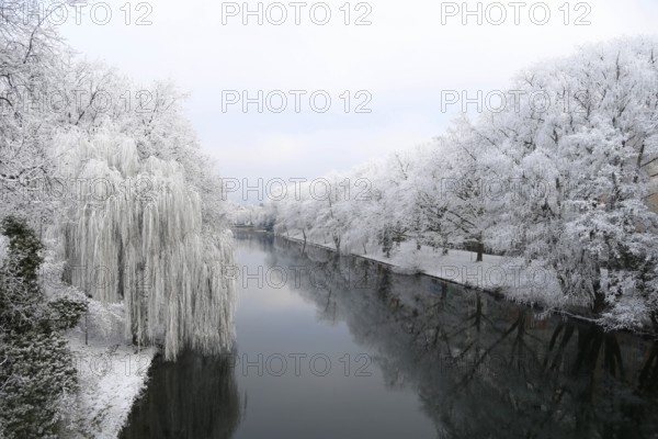 Winter Landscape in the City of Heilbronn am Neckar, Germany, Europe