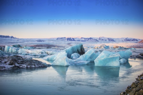 Ice and Icebergs at Glacier Lagoon Jökulsarlon, Iceland, Europe