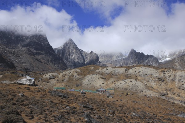 Lodges in Zonglha, place below Cho La pass, Nepal, Asia