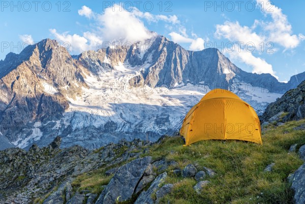 Camping tent in the Italian Alps