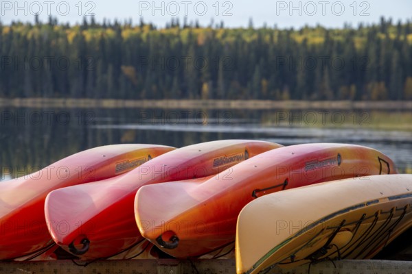 Autumn Northern Saskatchewan wilderness prestine canoe rack