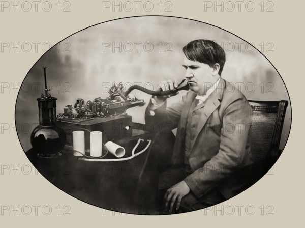 Thomas Edison at his Laboratory on 16 June 1888, the morning after spending 48 hours perfecting phonograph