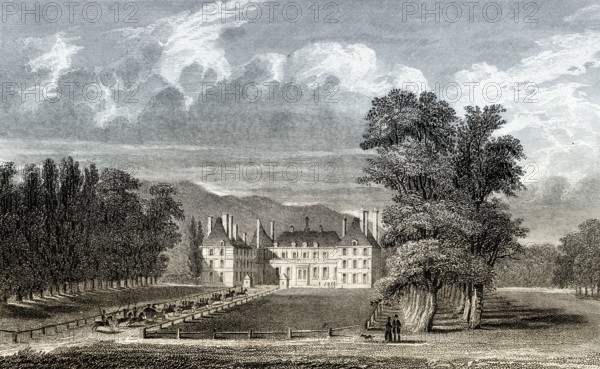 The Château de Rosny-sur-Seine, Rosny-sur-Seine, Yvelines, France, antique steel engraved print, 1831, Europe